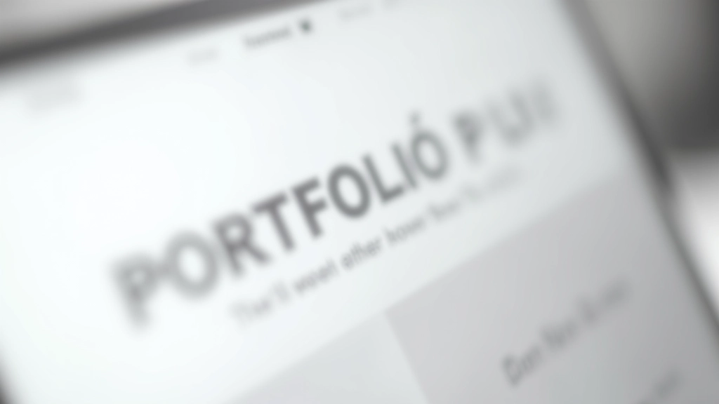 Detalhe de tipografia elegante em página de portfólio com espaçamento minimalista