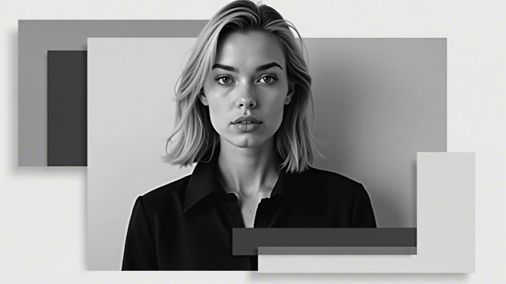 Paleta de cores minimalista com preto, branco e uma cor de destaque estratégica