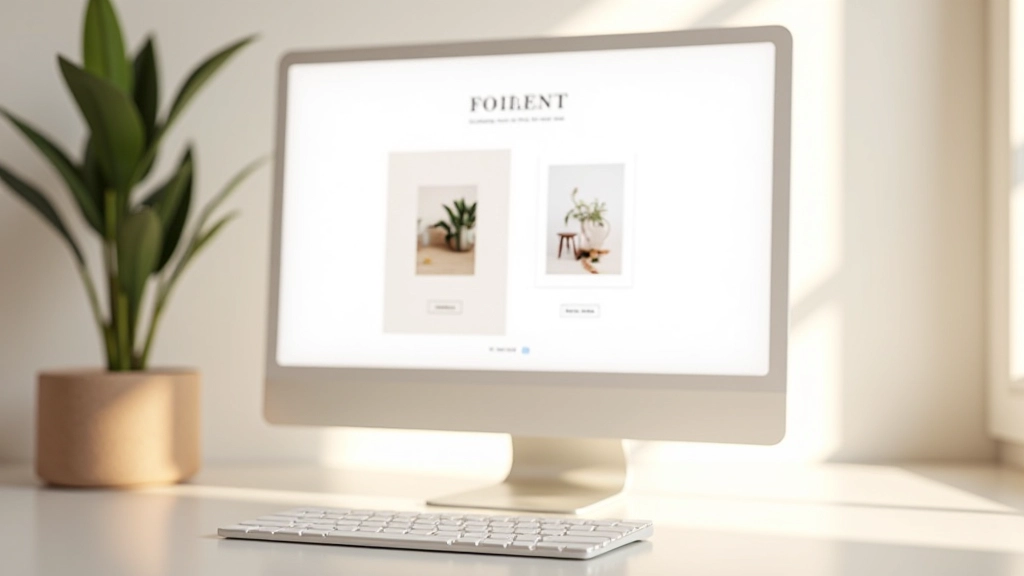 Mockup de website com layout de galeria fotográfica em grade minimalista