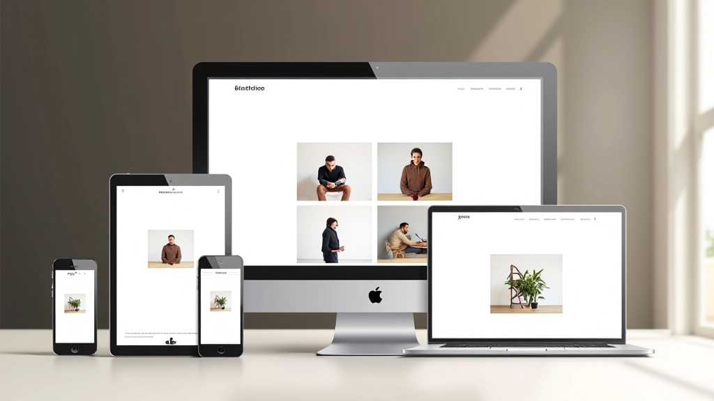 Portfólio responsivo exibido em múltiplos dispositivos: desktop, tablet e smartphone