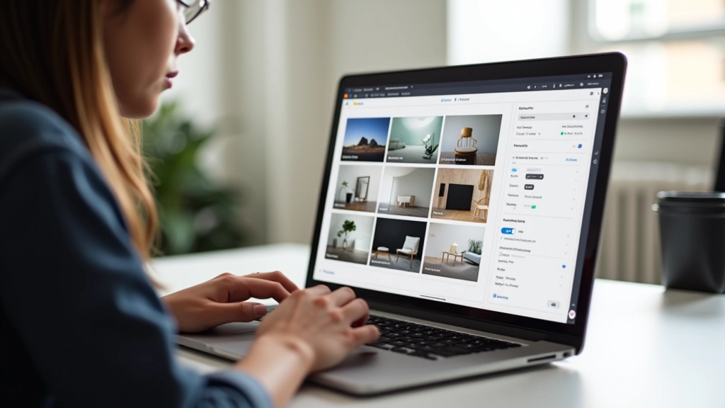 Tela de edição de um website builder mostrando opções de layout de galeria com preview